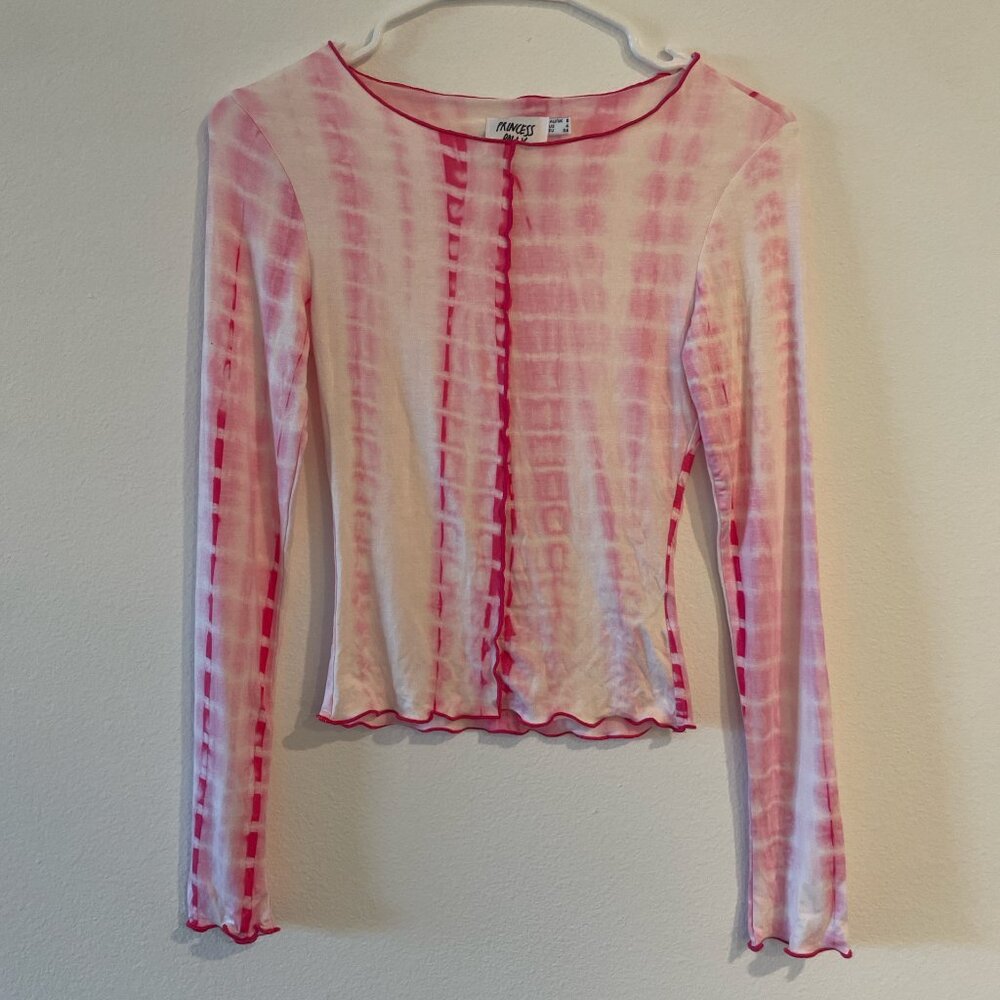 Princess Polly Penny Lane Pink Tie Dye Crop Tee Long Sleeve - Picture 5 of 5